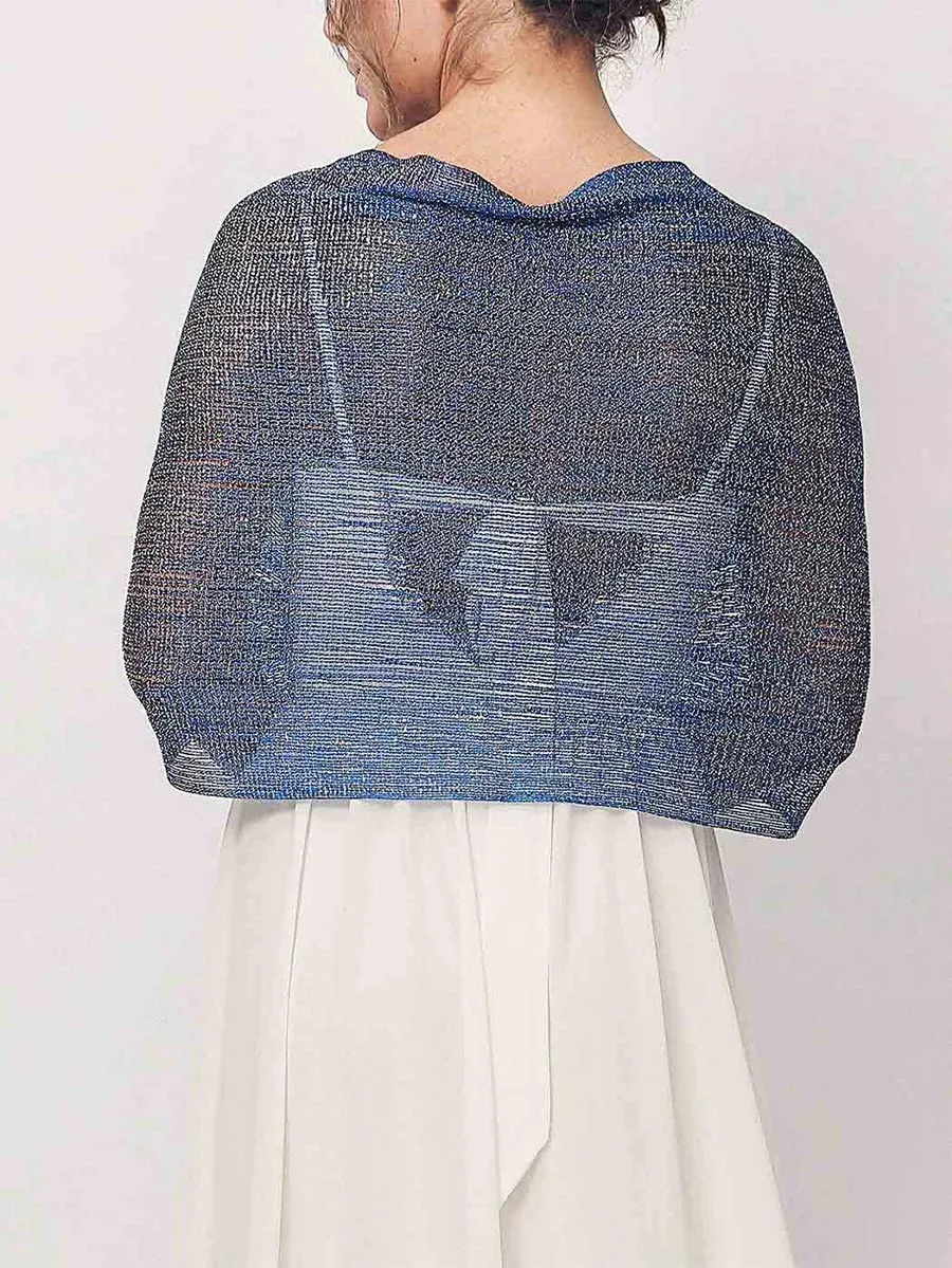 2025 Ladies Dark Blue Shimmery Fringed Wedding Shawl Scarf