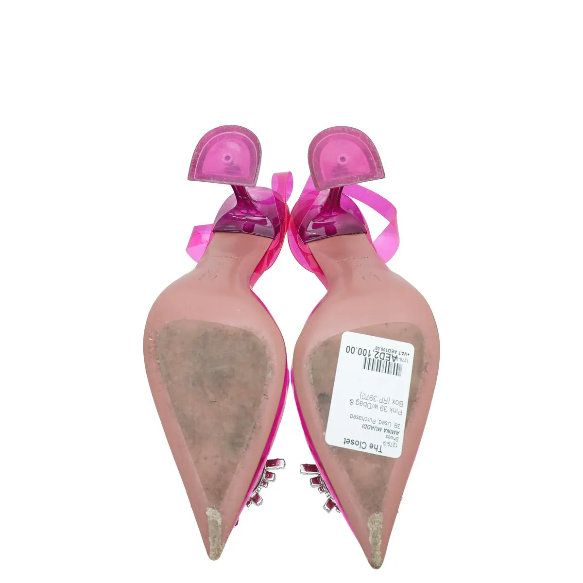 Amina Muaddi Pink Begum PVC Slingback 39