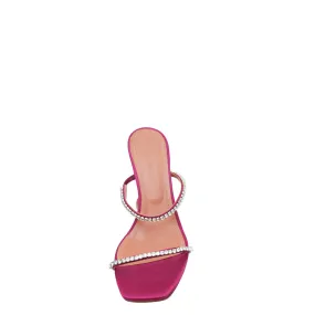 Amina Muaddi Violet Satin Gilda Crystal Sandal 38.5