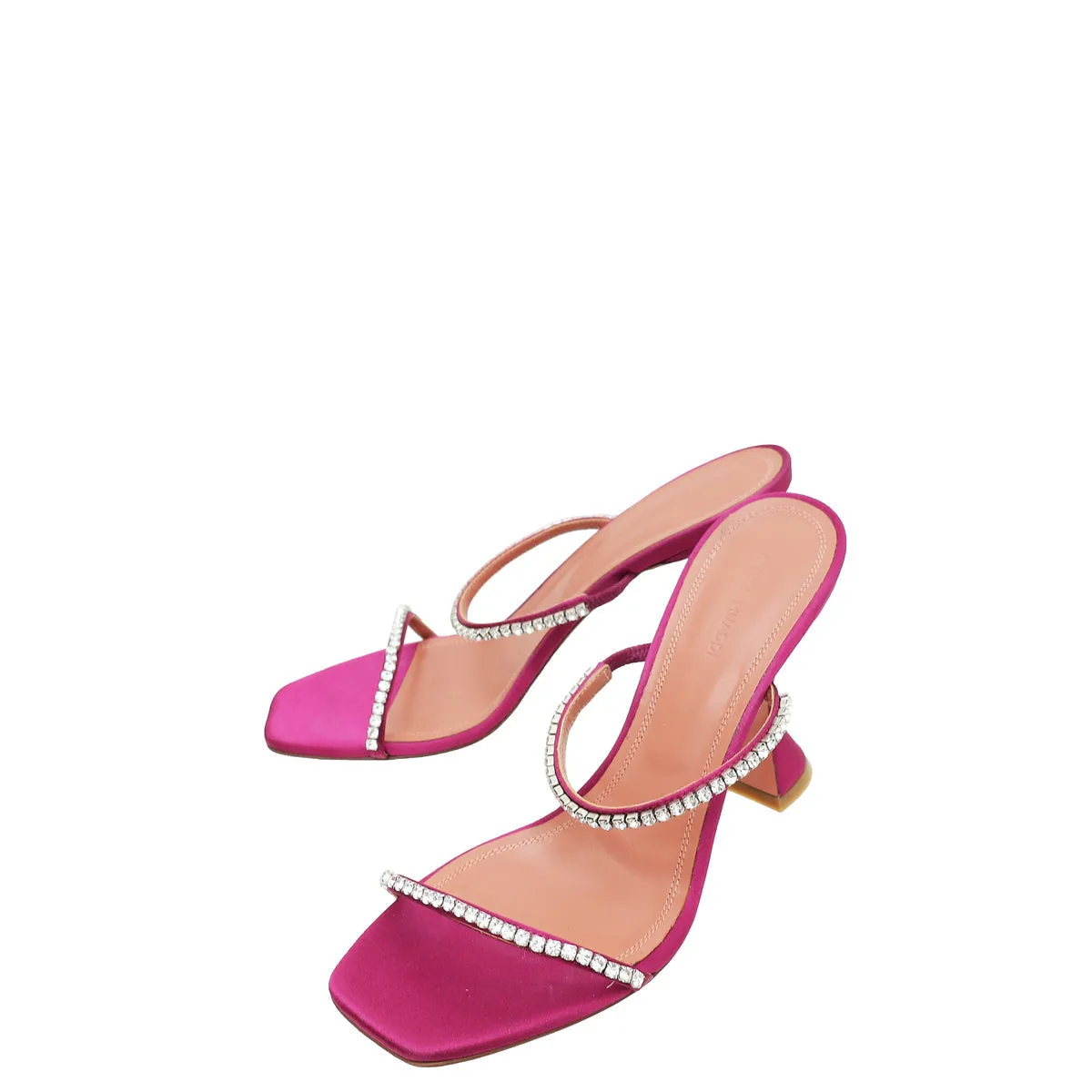 Amina Muaddi Violet Satin Gilda Crystal Sandal 38.5