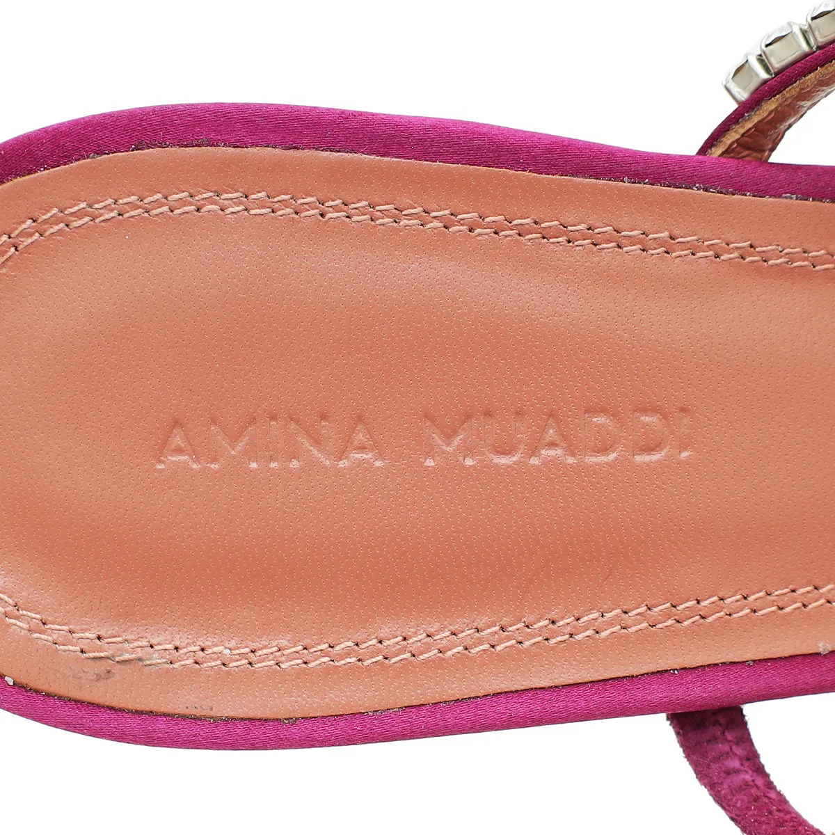 Amina Muaddi Violet Satin Gilda Crystal Sandal 38.5