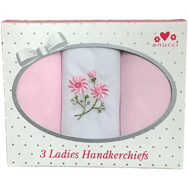 Anucci Pink & Floral Handkerchiefs 3 Pack - Case of 12