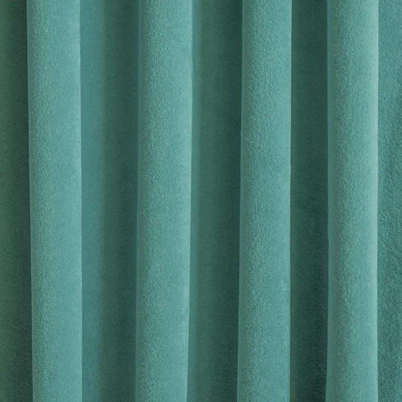 Aqua Green Velvet Curtain Panels