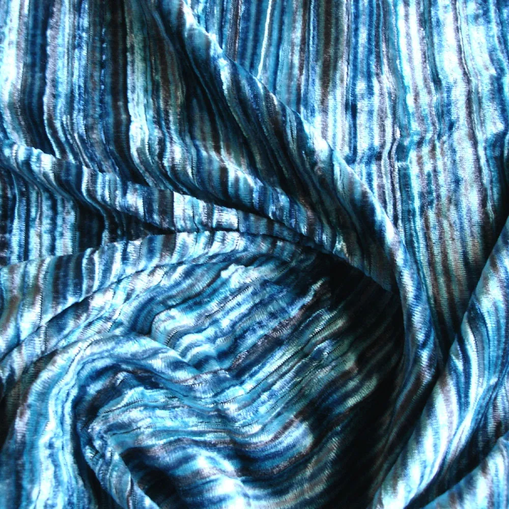 Aqua Swirls Velvet Fabric By The Yard
