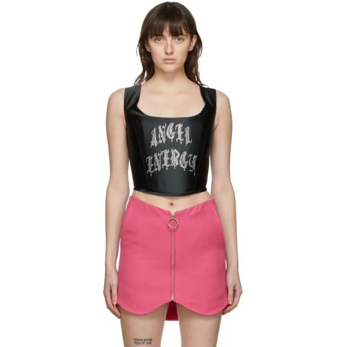 Ashley Williams Black Rhinestone Angel Energy Tank Top