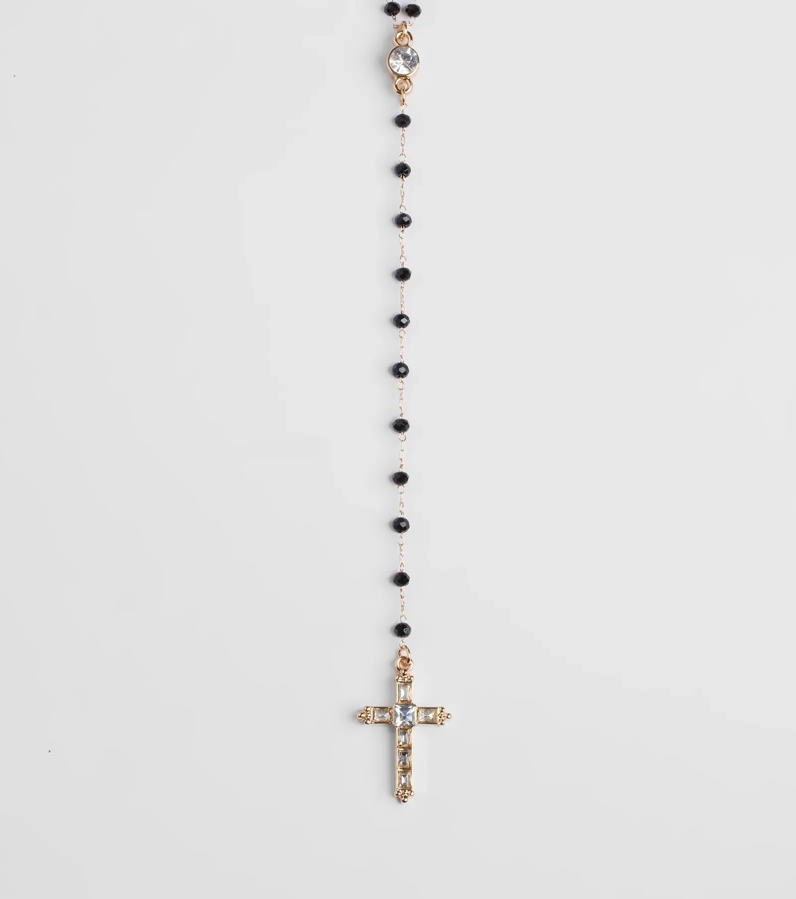 Beaded Beauty Rhinestone Cross Necklace
