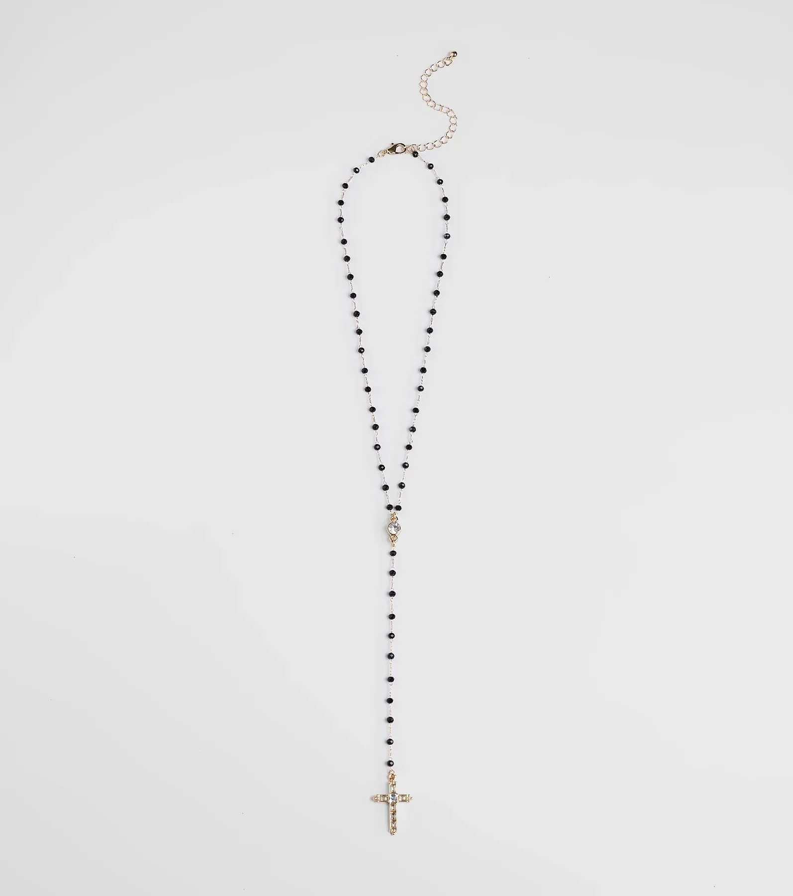 Beaded Beauty Rhinestone Cross Necklace