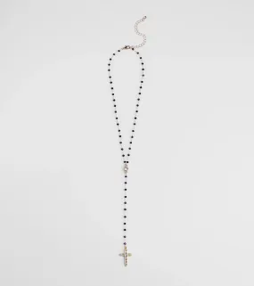 Beaded Beauty Rhinestone Cross Necklace