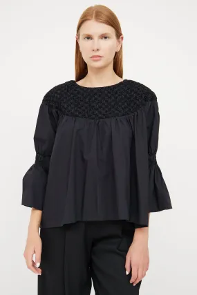 Black Cotton Embroidered Top
