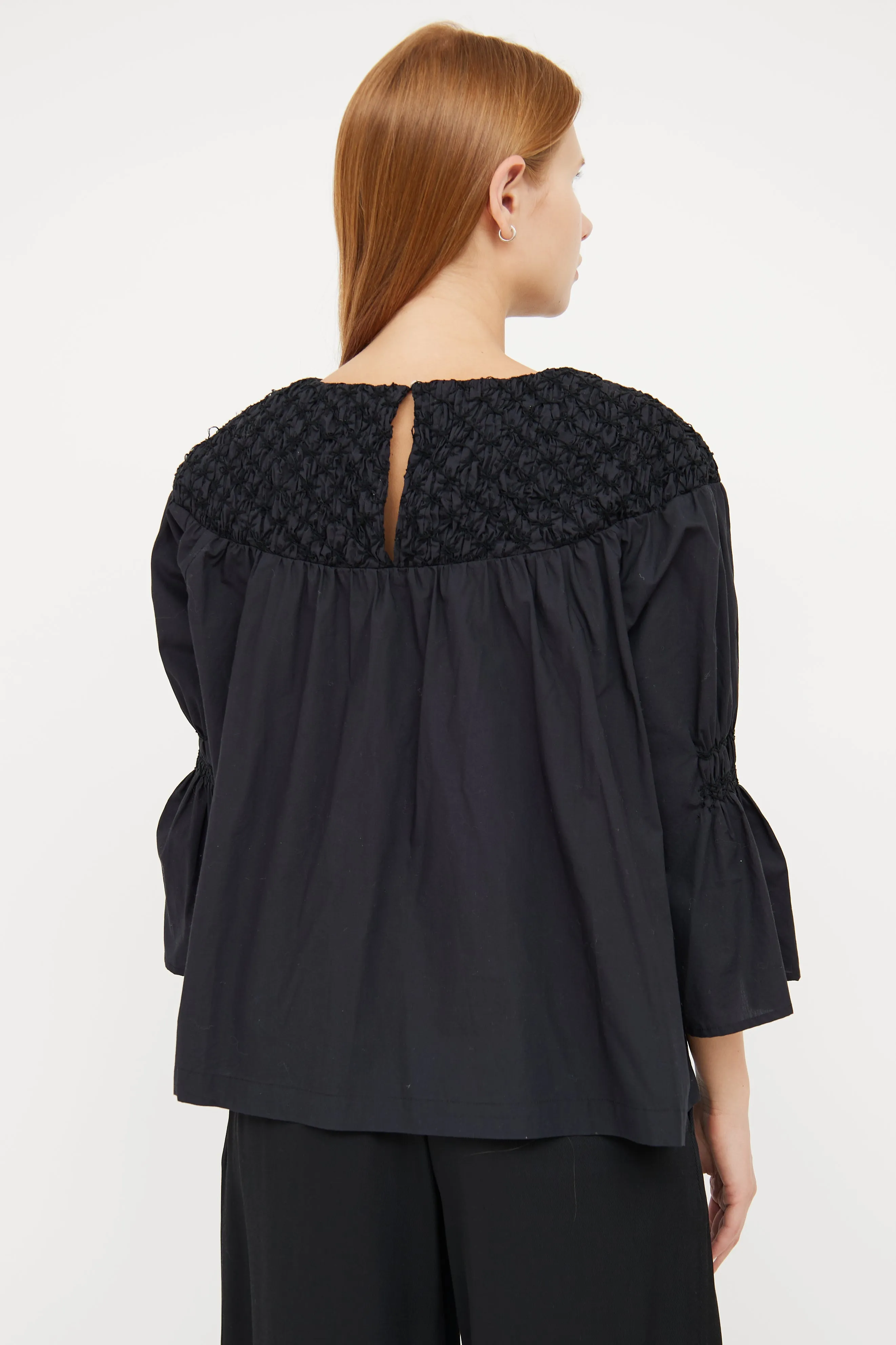Black Cotton Embroidered Top