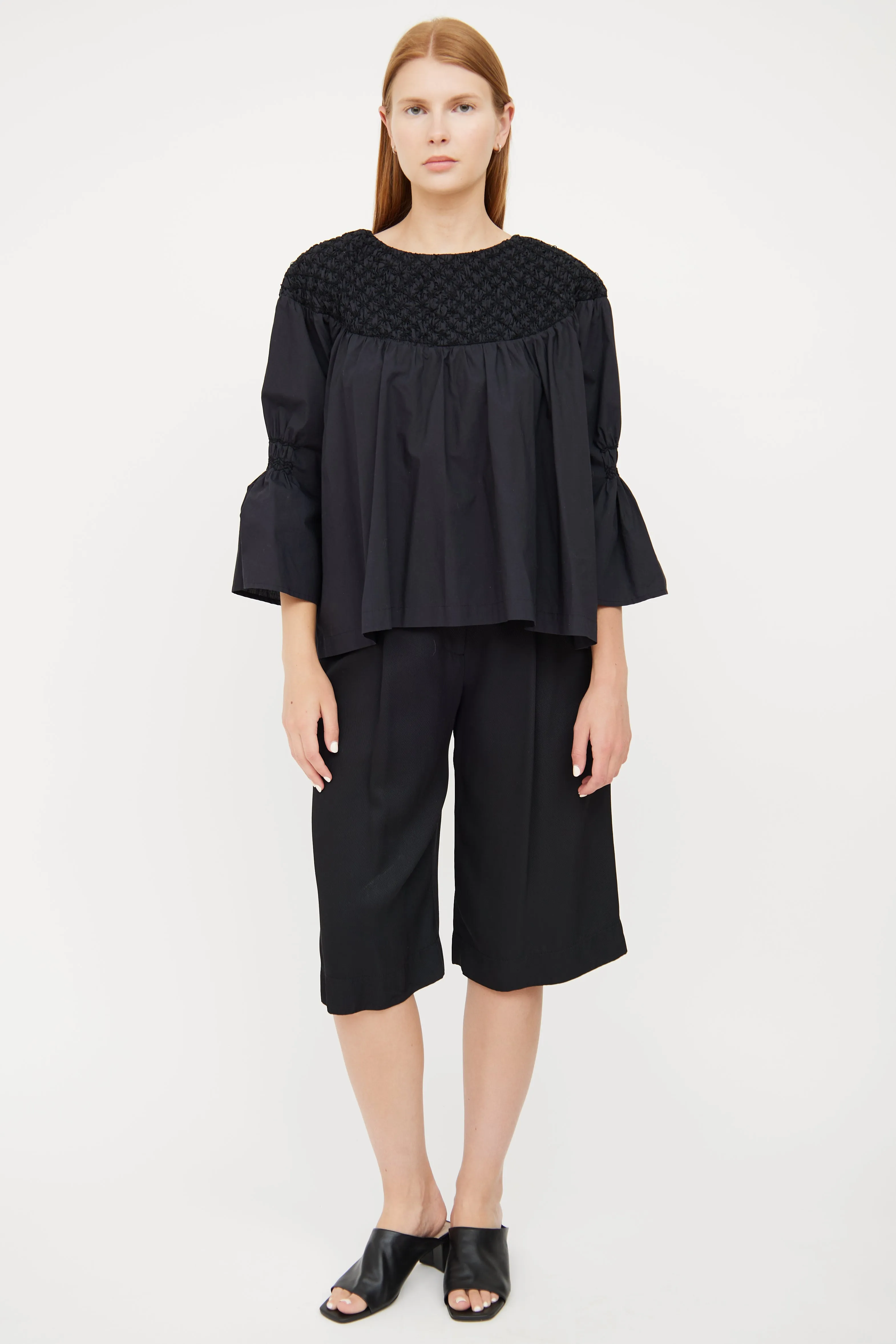 Black Cotton Embroidered Top