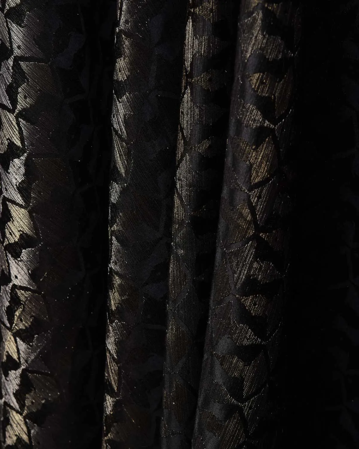 Black Gold & Silver Zari Buddha "Wisdom & Compassion" Satin Brocade Handwoven Silk Wool Unisex Dress Shawl