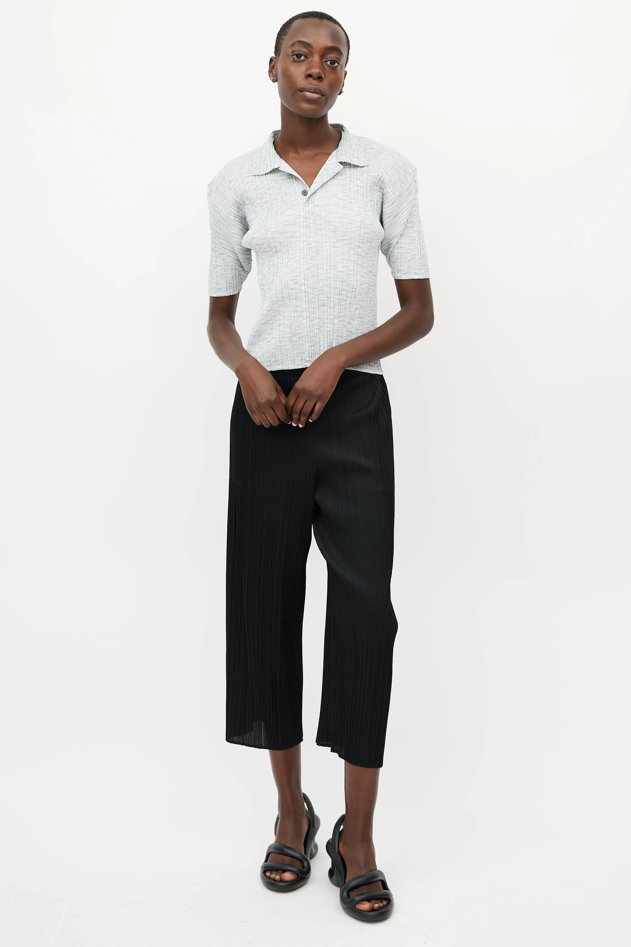 Black Pleated Wide Leg Pant
