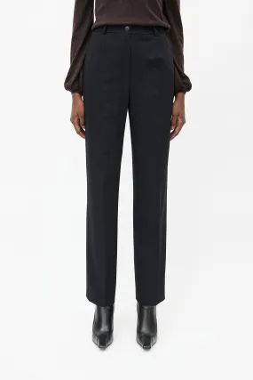 Black Pleated Wool Trouser