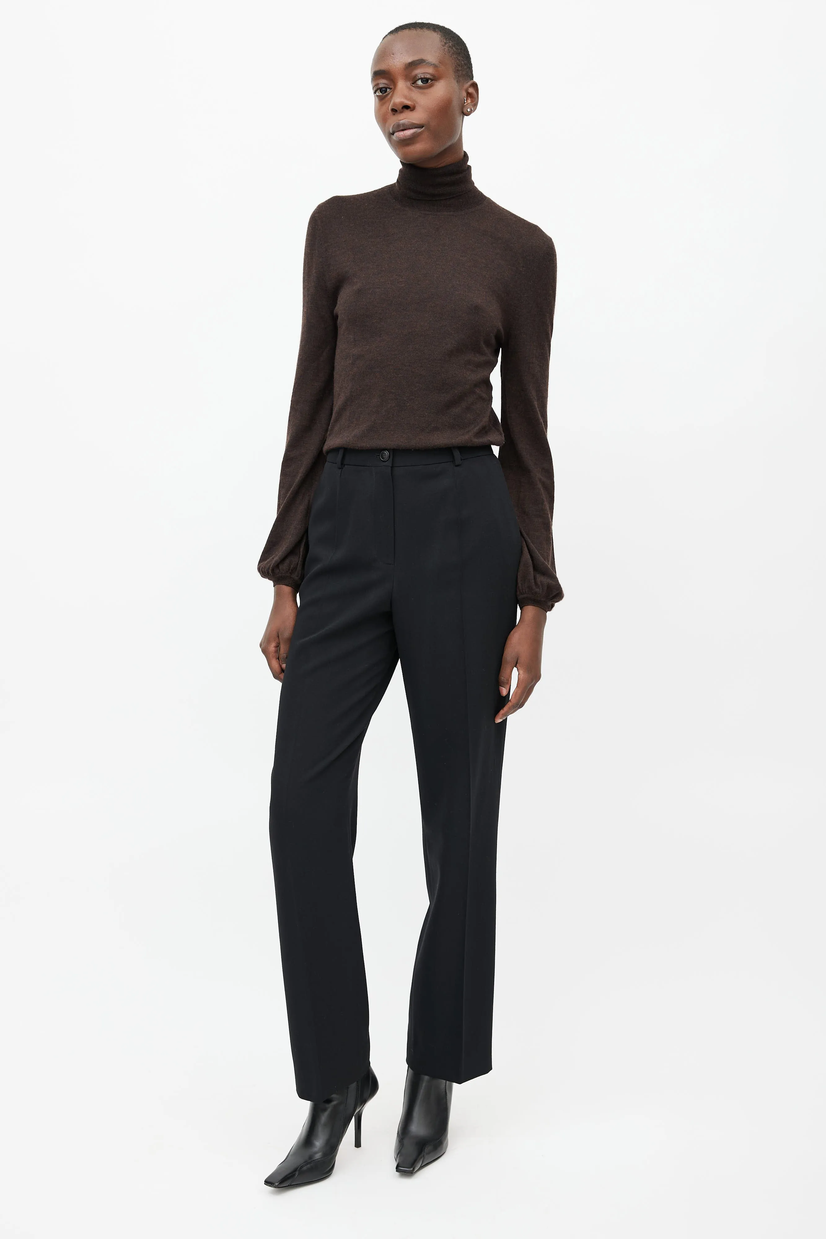 Black Pleated Wool Trouser