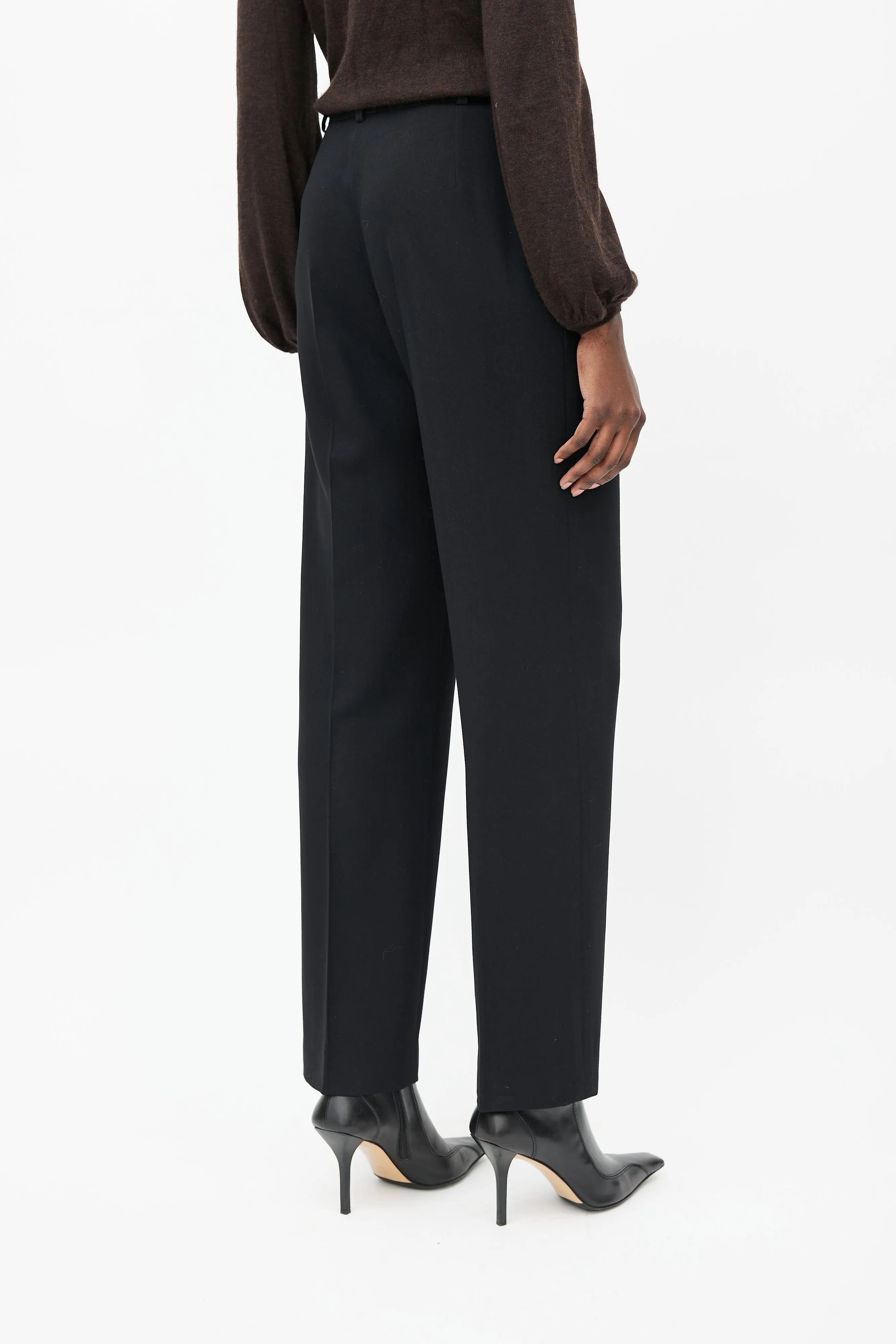 Black Pleated Wool Trouser