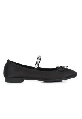 Celeste Crystal-Strap Ballerina & Flats (Black)
