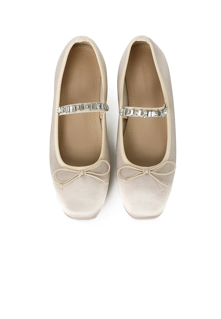 Celeste Crystal-Strap Ballerina & Flats (Nude)