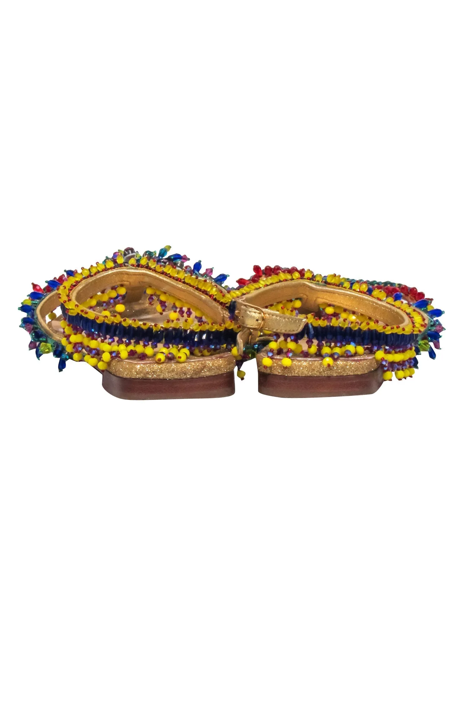 Christian Louboutin - Gold "DeviBroda" Beaded Strappy Sandals Sz 6.5