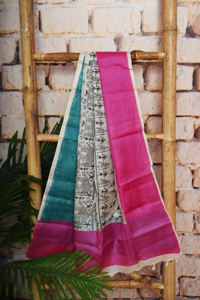 Cream Pure Tussar Silk Unstitched Suit