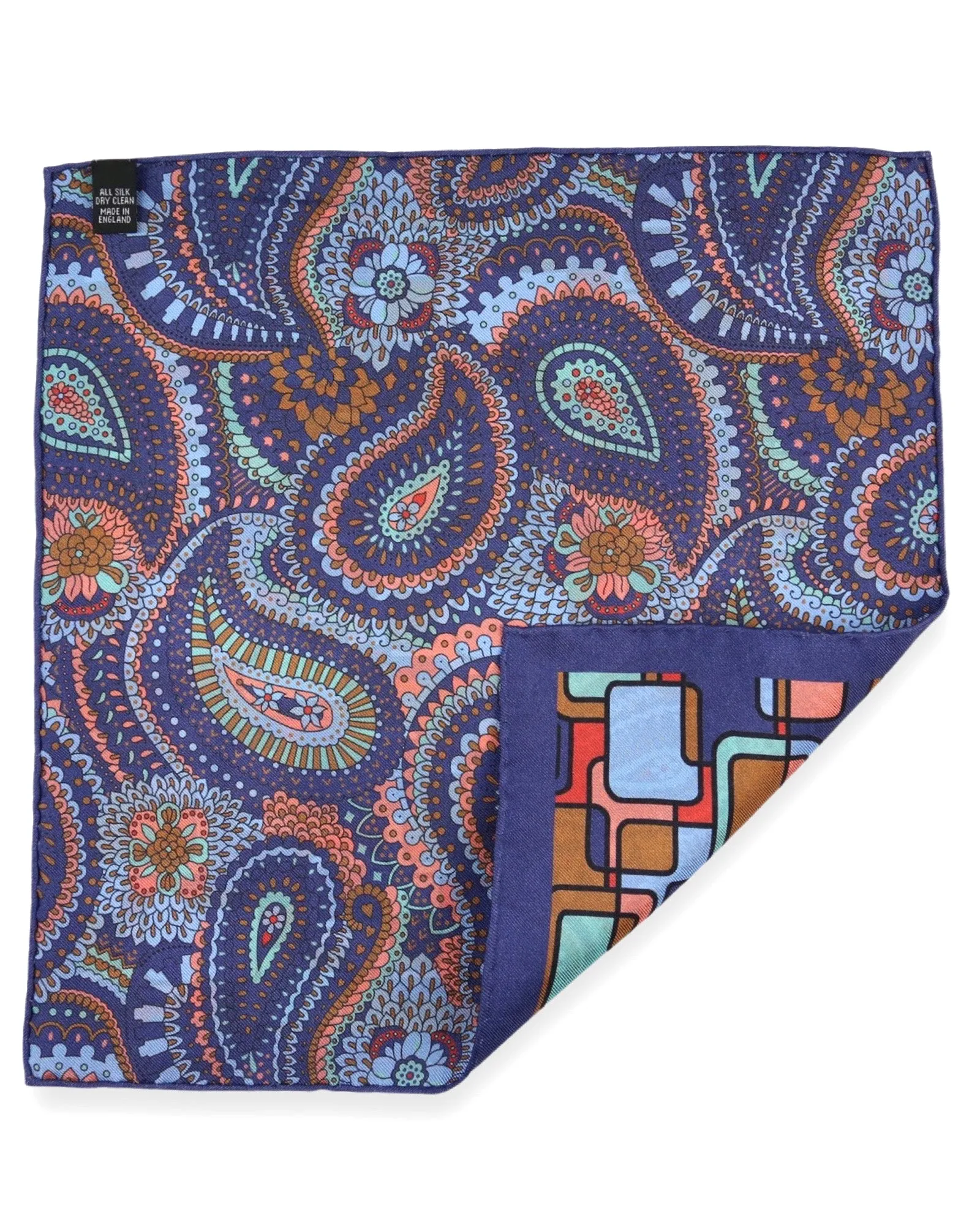 DÉCLIC Maxwell Reversible Pocket Square - Blue