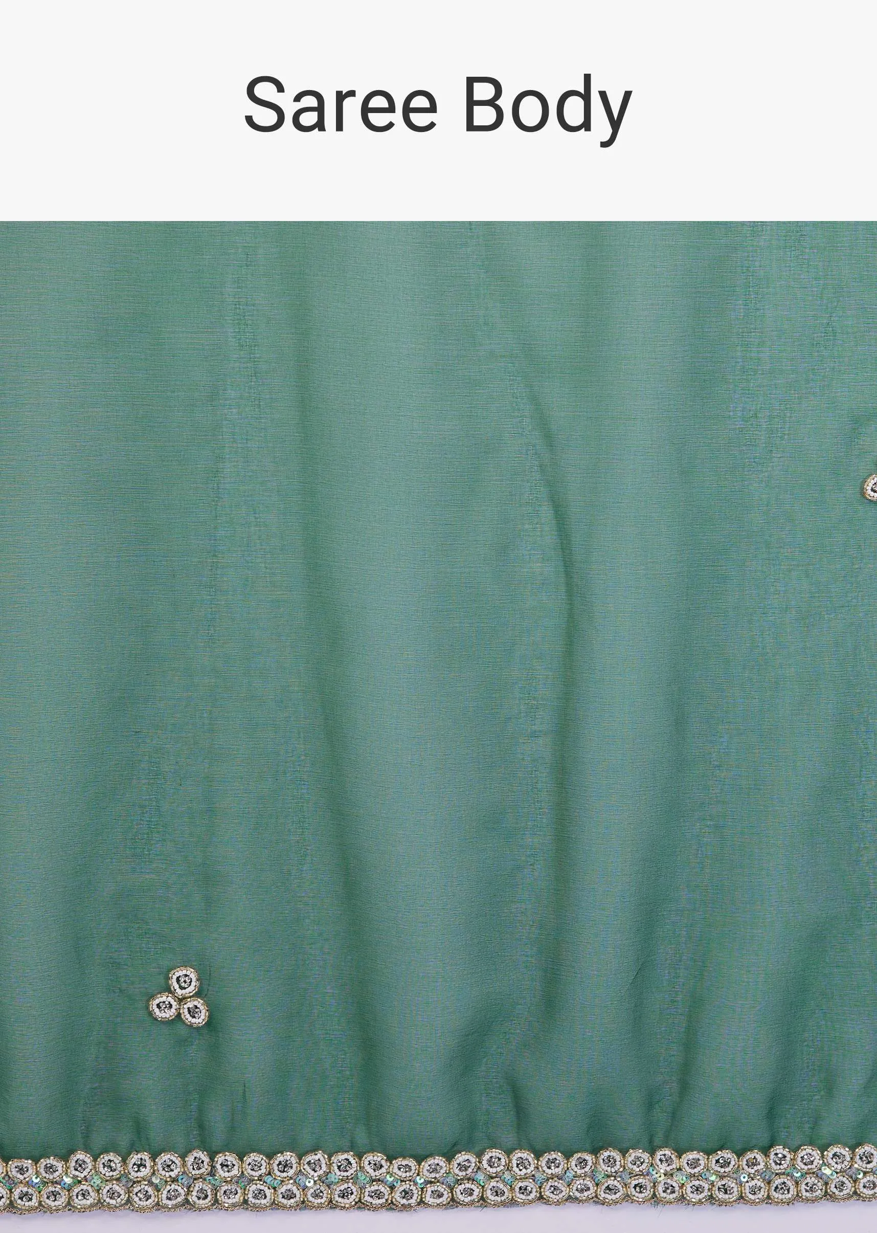 Deep Green Saree In Organza With Embroidery