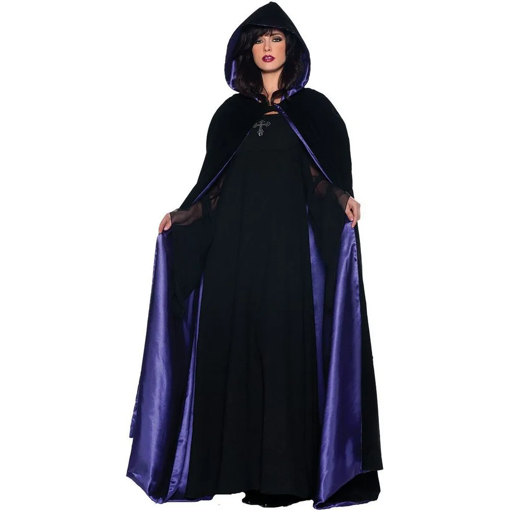 Deluxe Velvet & Satin Hooded Cape 63 inch