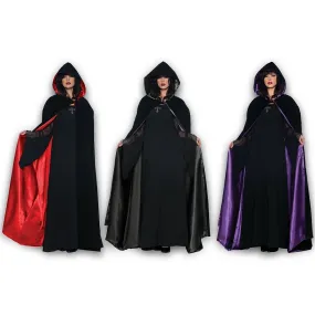 Deluxe Velvet & Satin Hooded Cape 63 inch