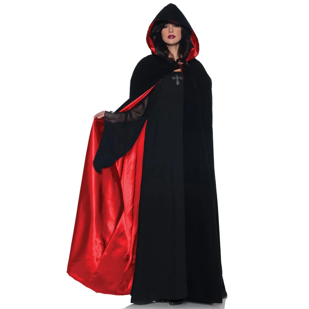 Deluxe Velvet & Satin Hooded Cape 63 inch