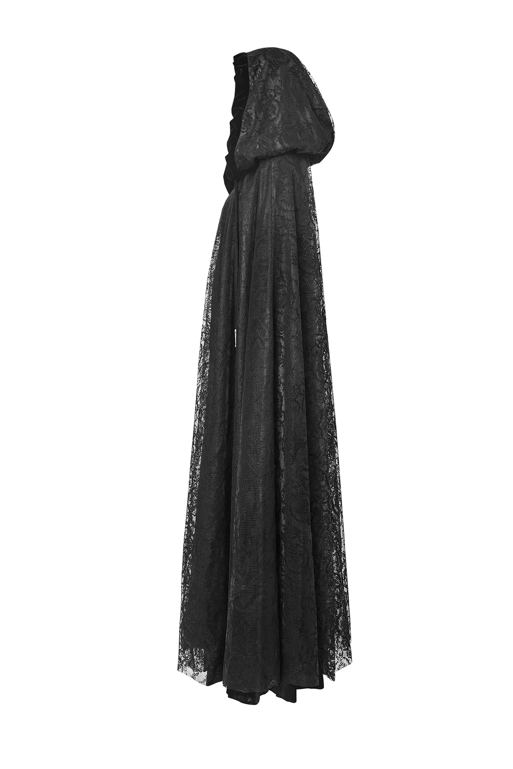 Elegant Black Lace Hooded Cloak for Mystical Style
