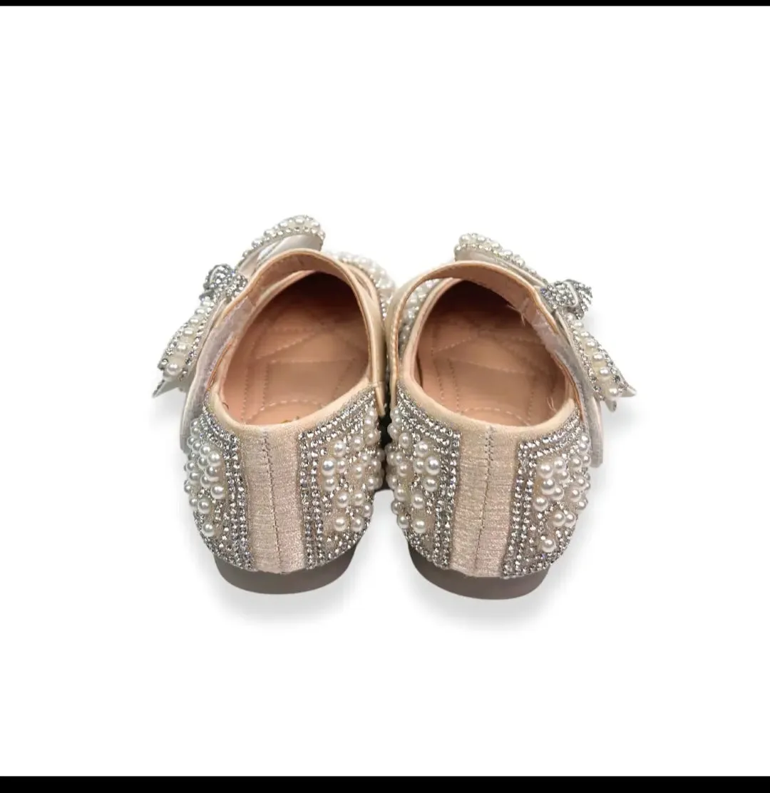 Elegant Pearl & Rhinestone Bow Dress Flats shoes