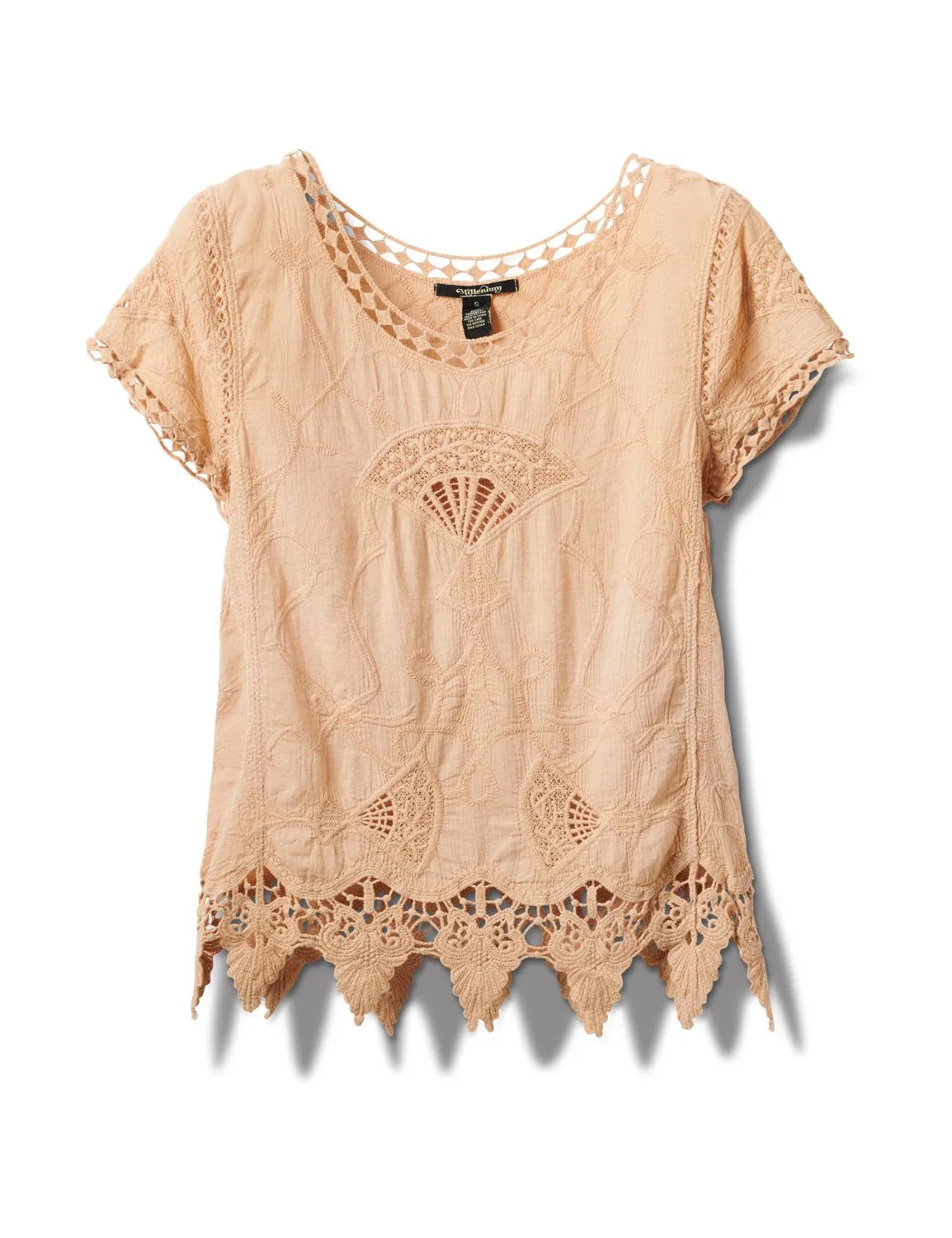 Embroidered Crochet Trim Blouse