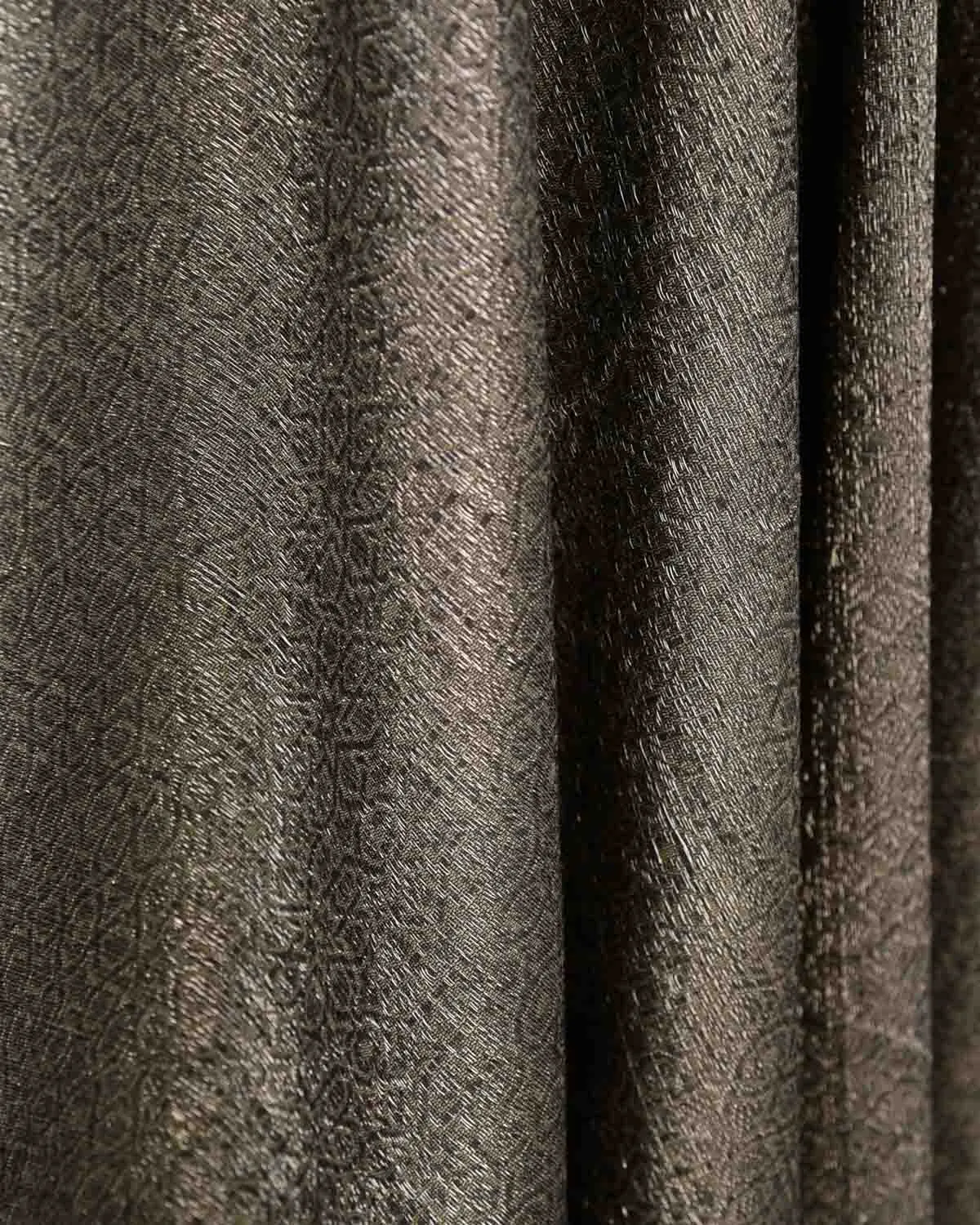 Forest Gray Silver Zari Moroccon Mosaic Tanchoi Handwoven Silk Wool Unisex Dress Shawl