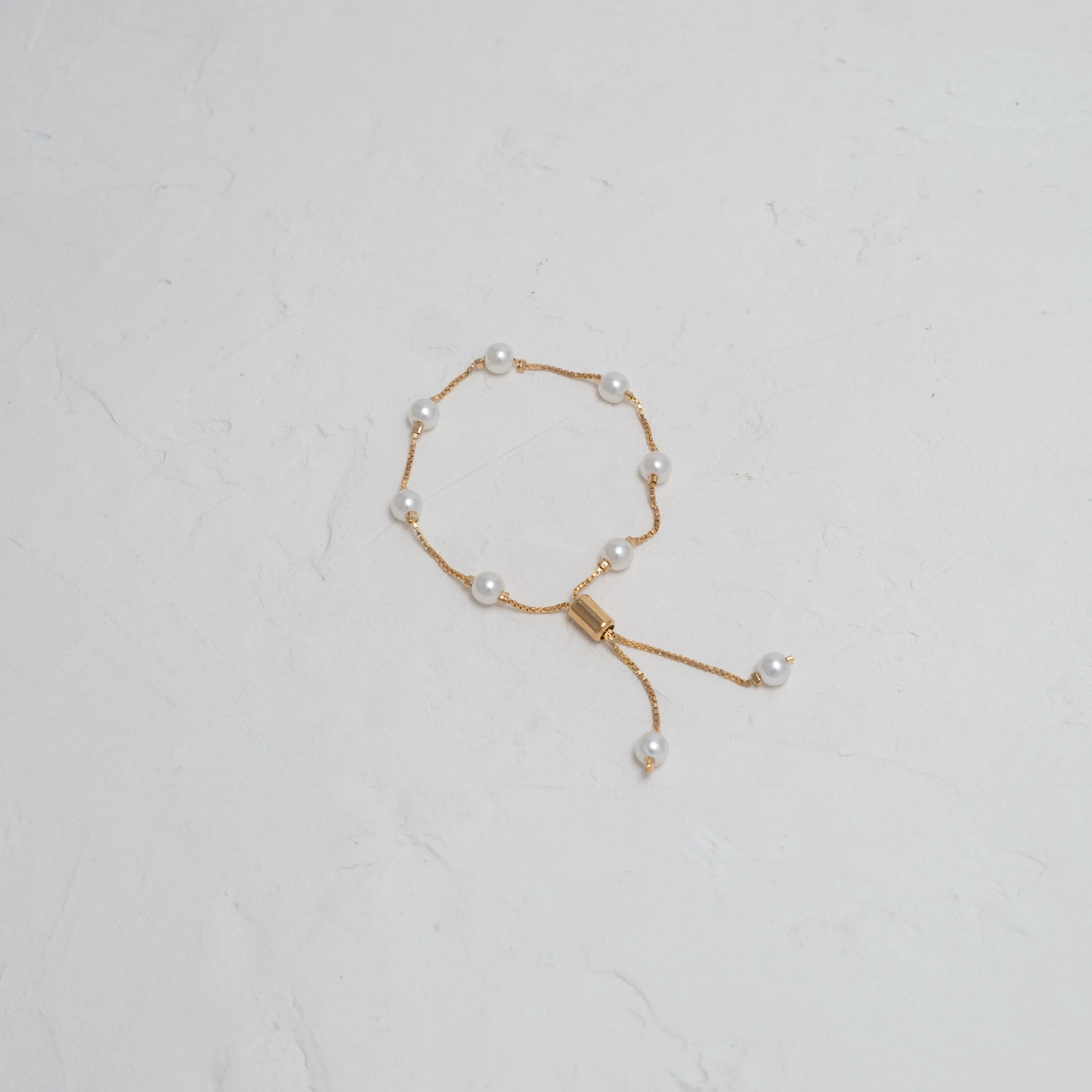Gold and Pearl Adjustable Bracelet