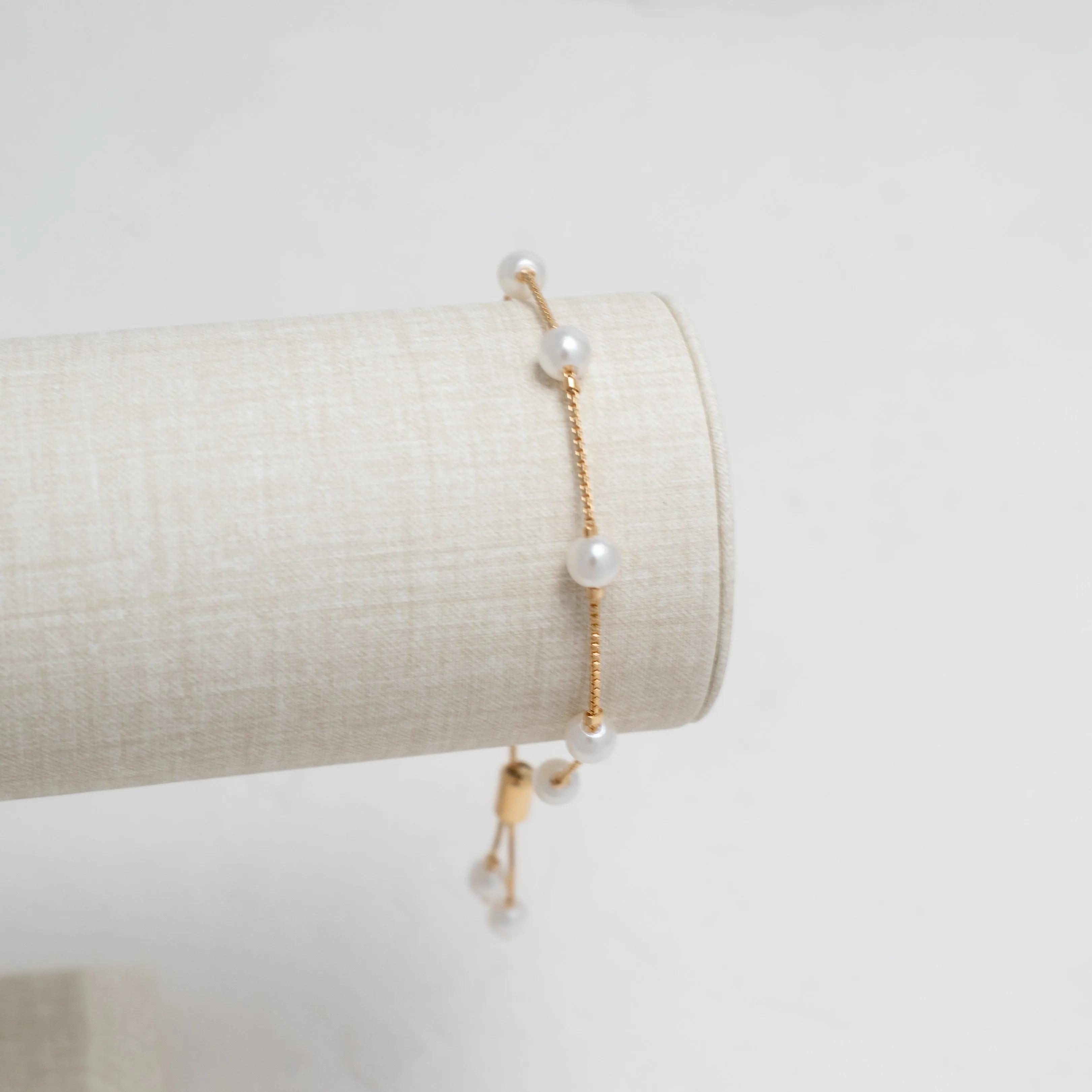 Gold and Pearl Adjustable Bracelet