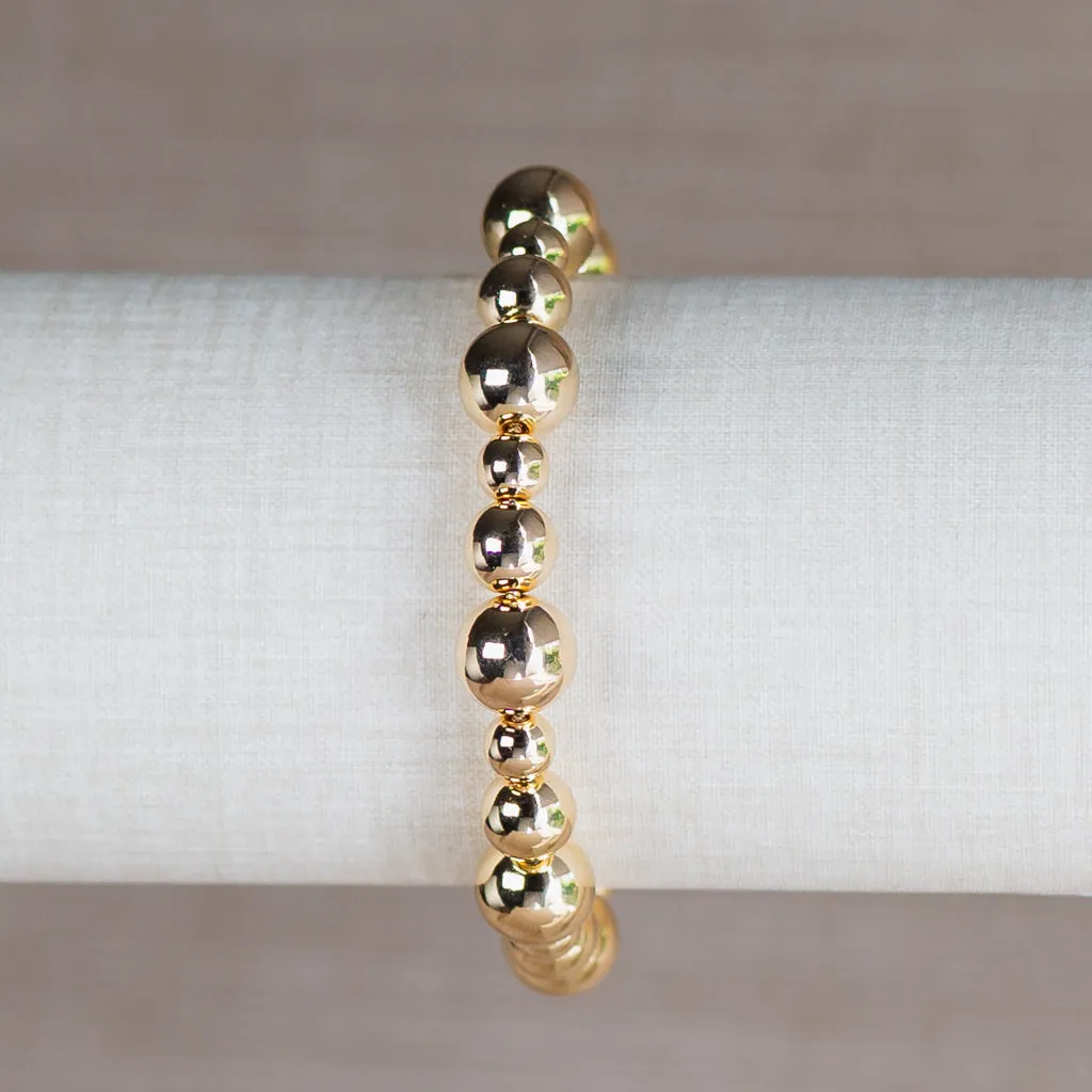 Gold Bead Ball Adjustable Bracelet - 10/8/6mm