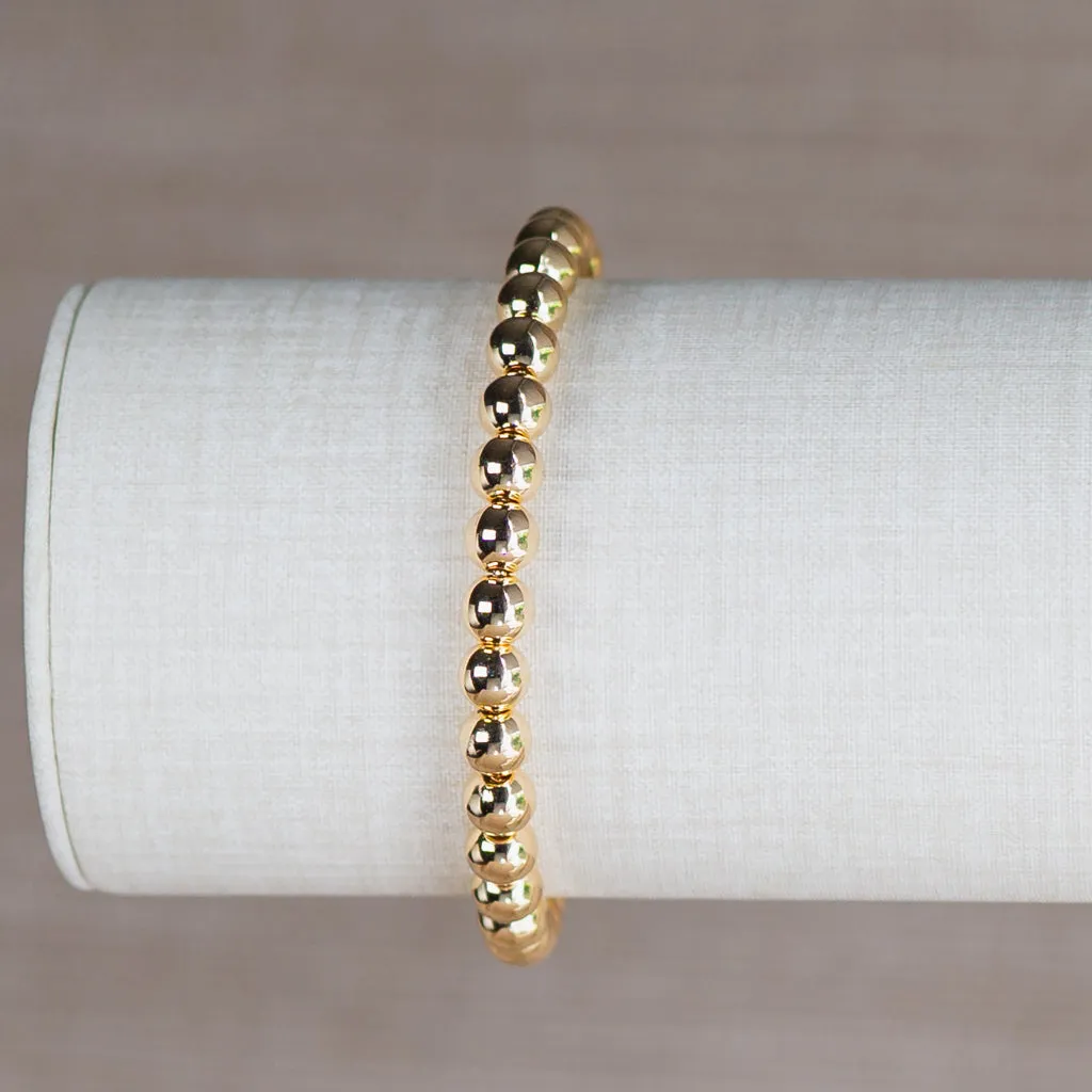 Gold Bead Ball Adjustable Bracelet - 6mm