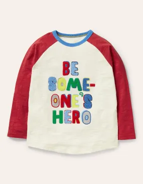 Hero Slogan Raglan T-shirt-Ivory/Elizabethan Blue Hero