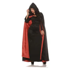 Hooded Velvet Cape With Lining Black/Red