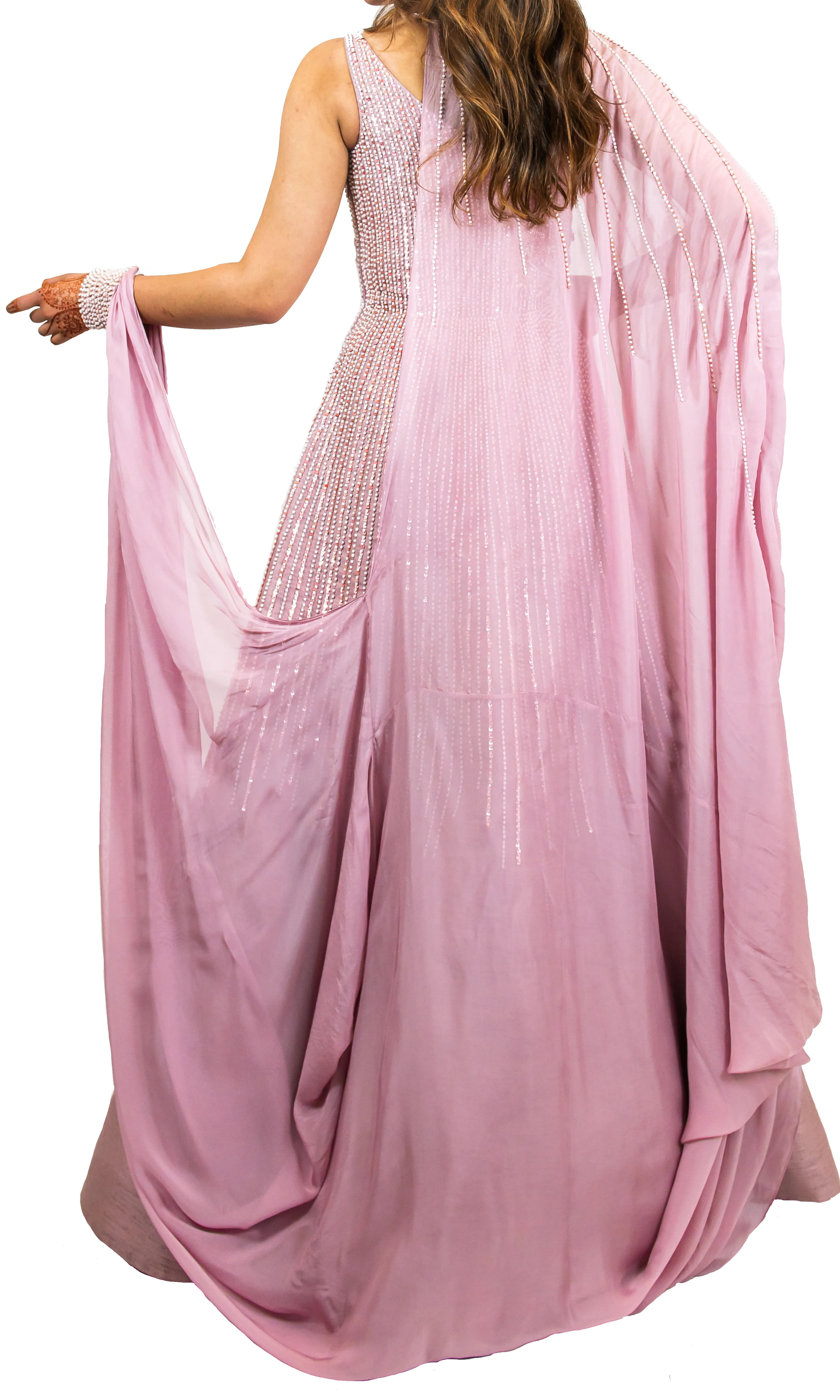 Lavender Beaded Cape Gown