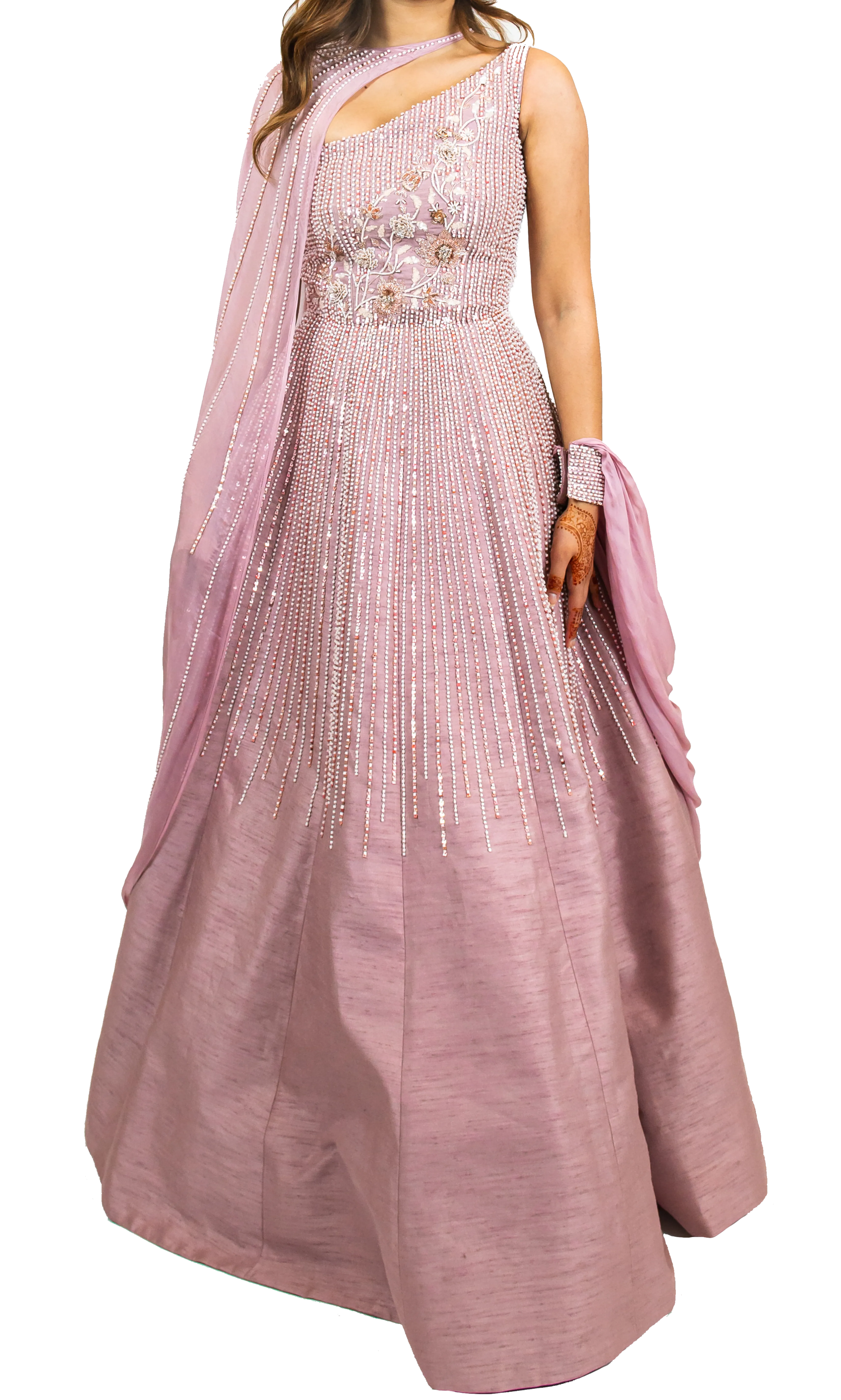 Lavender Beaded Cape Gown