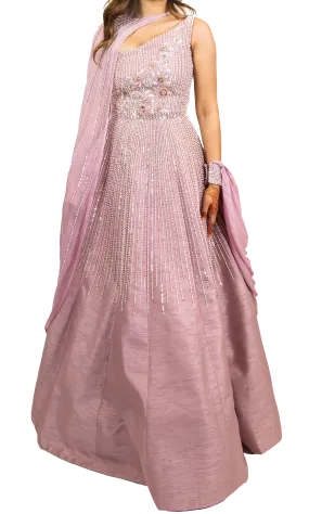 Lavender Beaded Cape Gown
