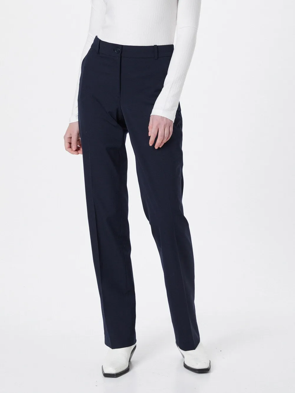 More & More Hanna Regular Pleated Pants, Navy Blue