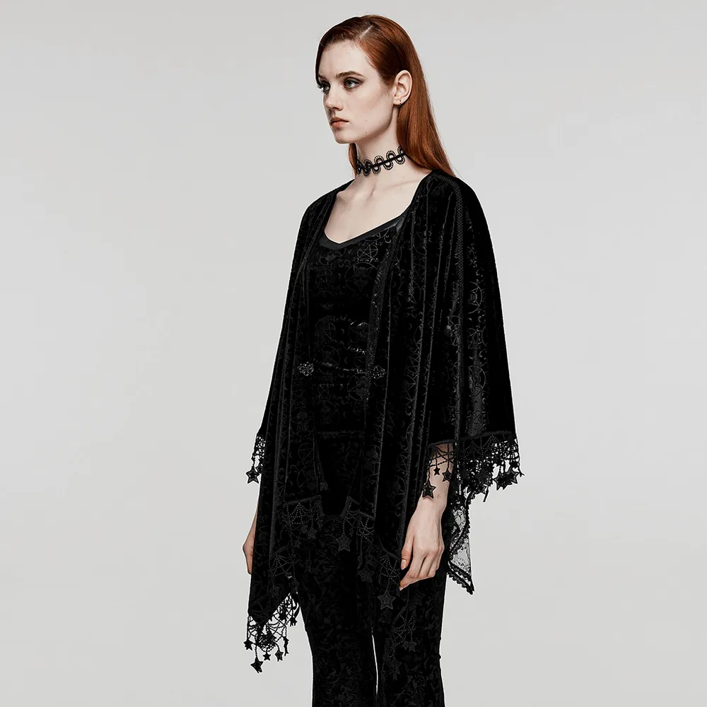 Punk Rave Occult Pentagram Cape / Women's Velvet Gothic Shawl