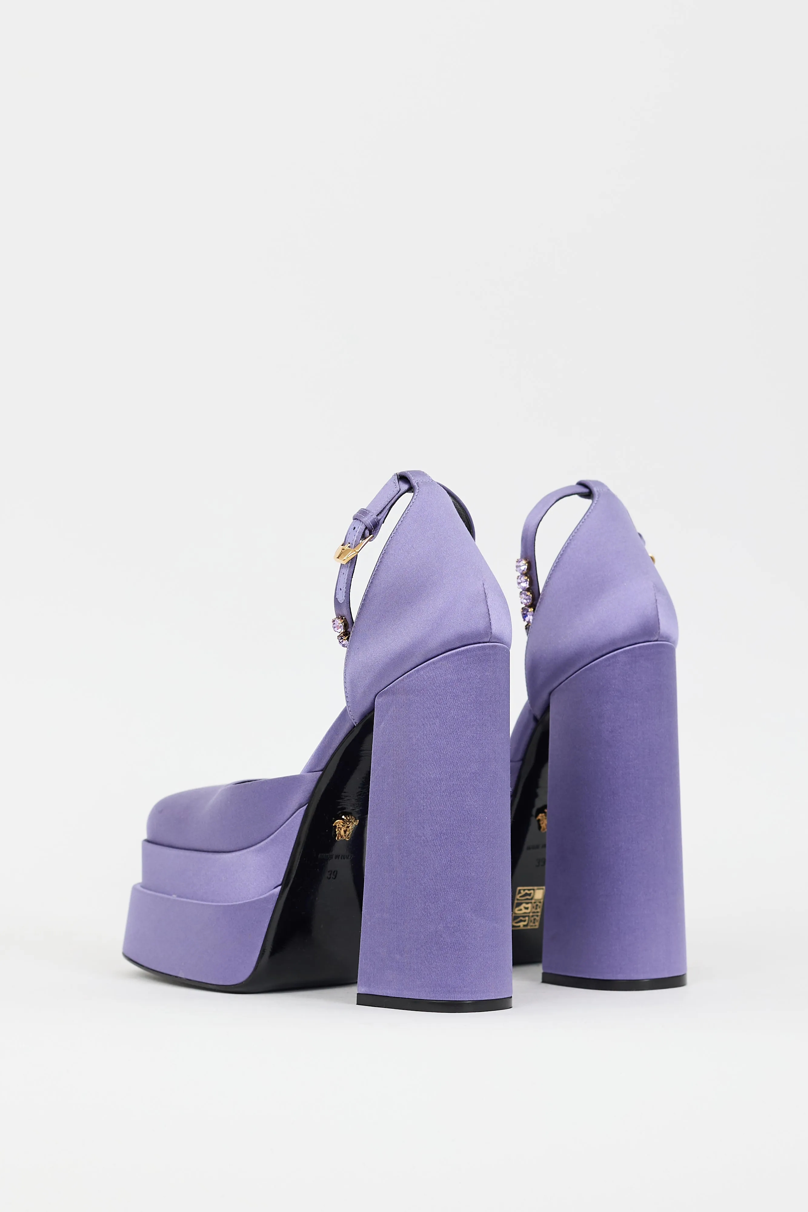 Purple Satin Embellished Medusa Aevitas Platform Heel