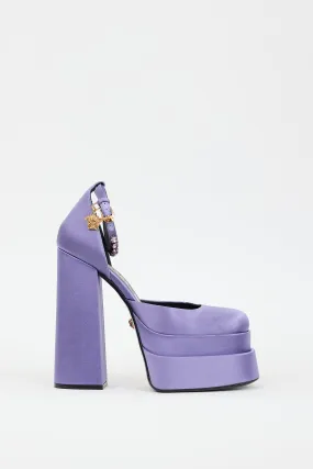 Purple Satin Embellished Medusa Aevitas Platform Heel