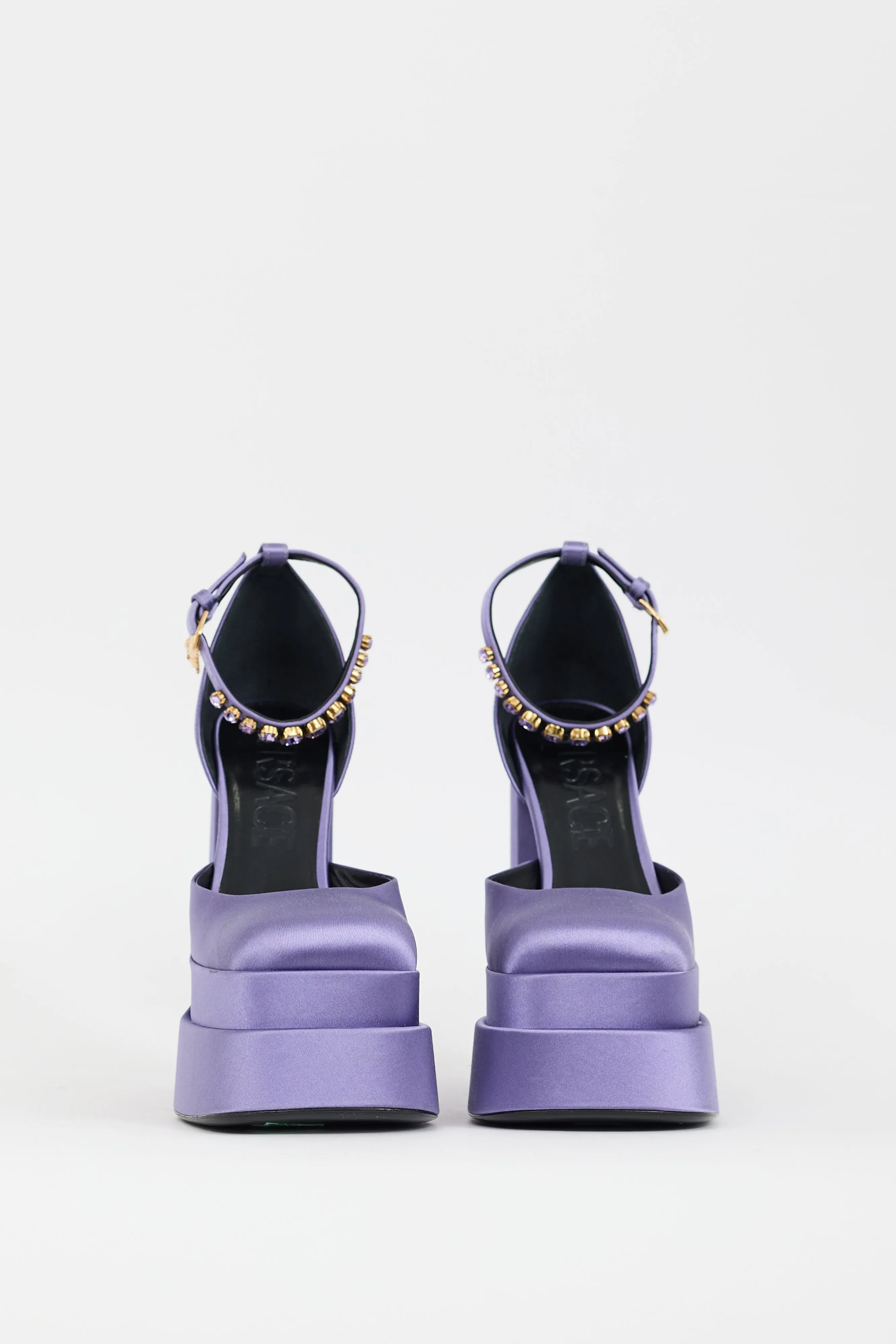 Purple Satin Embellished Medusa Aevitas Platform Heel