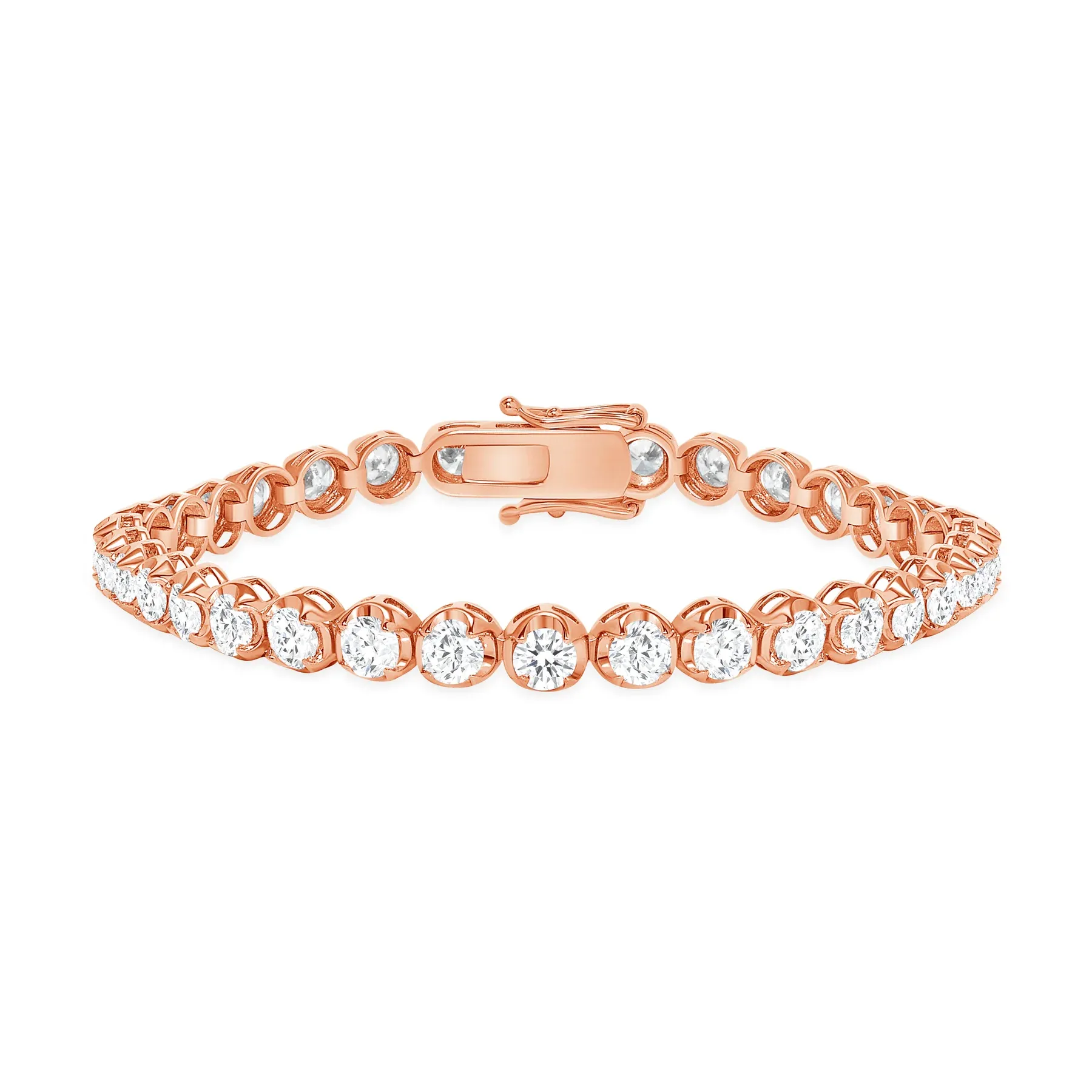 Round Bezel Diamond 14K Gold Tennis Bracelet