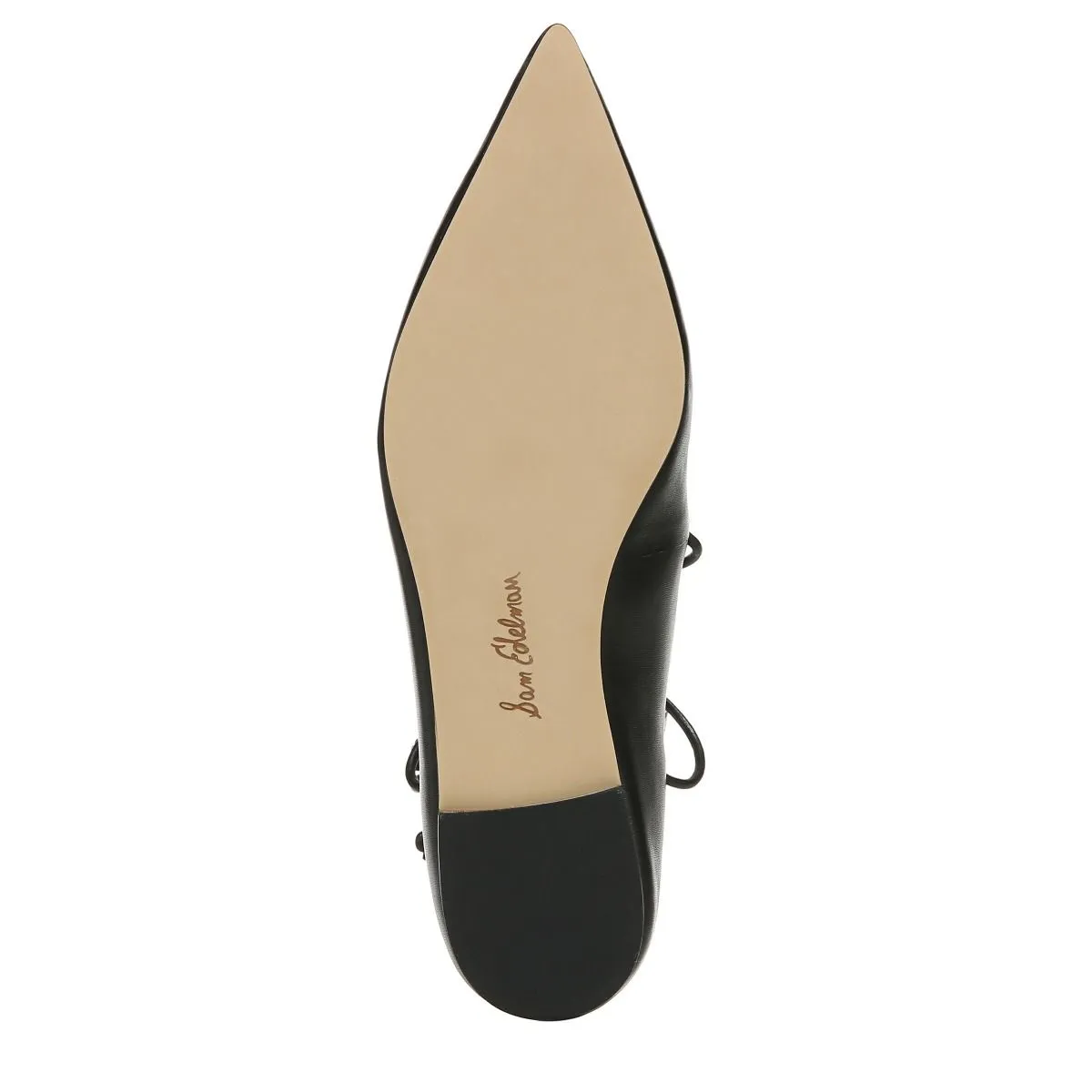 Sam Edelman Winslet Black Leather Lace-Up Pearl Beaded Pointed Toe Flats Shoes