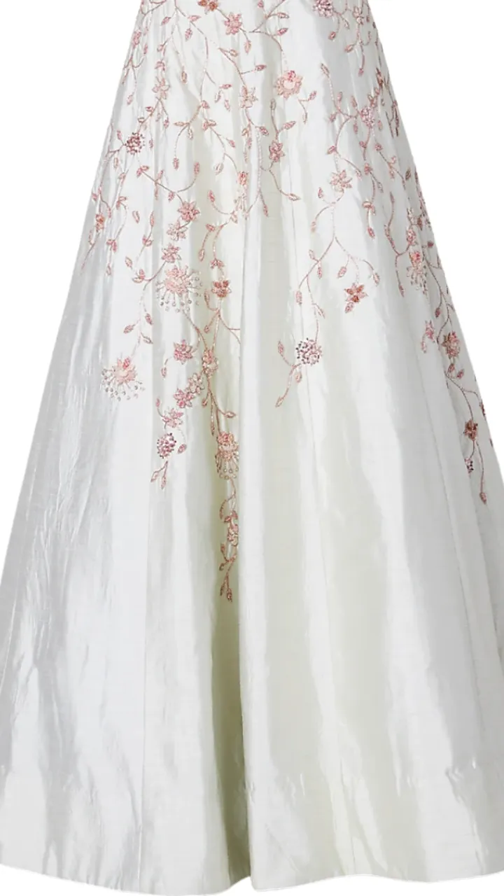 SAMPLE SALE: Mint Green Beaded Raw Silk Lehenga